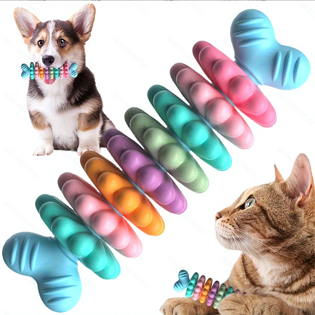 2PCS/SET Pet Toy Dog/ Cat Chew Bone with Multi-color, Durable, and Teething-resistant Design for Gnawing and Dental Care