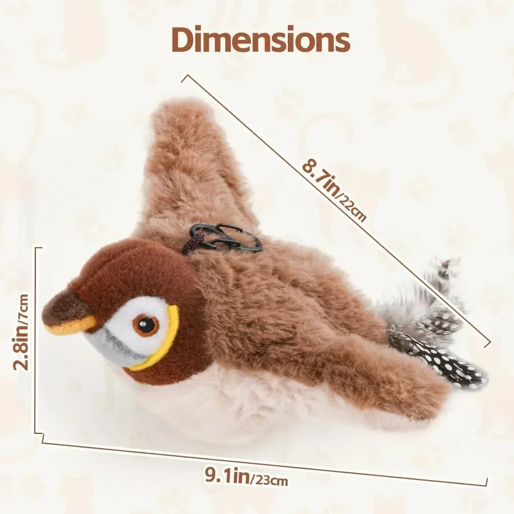 Bird-Shaped Cat Toy Interactive Toys Rechargeable Chirping Flapping Bird Catnip Touch Activated Squeak Plush Toy Pet