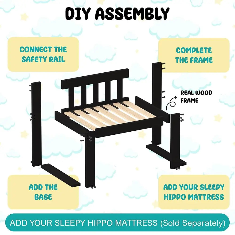 Dog Bed Frame - Wooden Raised Dog Bed Frame Only, Human-Style Freestanding Pet Bedside Cosleeper For Dogs & Cats, Wood Bunk