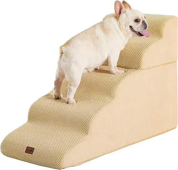 Made4Pets Dog Stairs Ramp for High Bed, 5-Step Pet Stairs for Bed Couch Sofa Climbing, 35D Foam Pet Steps for Small Dogs and Cat