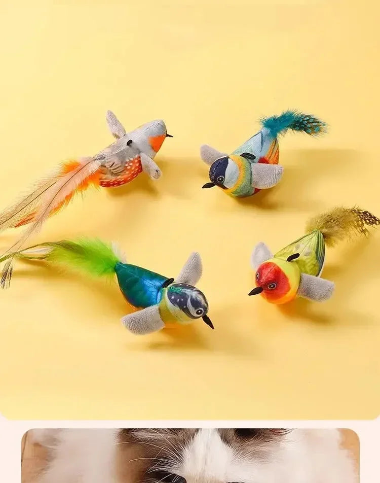 Bird-Shaped Cat Toy Interactive Toys Rechargeable Chirping Flapping Bird Catnip Touch Activated Squeak Plush Toy Pet