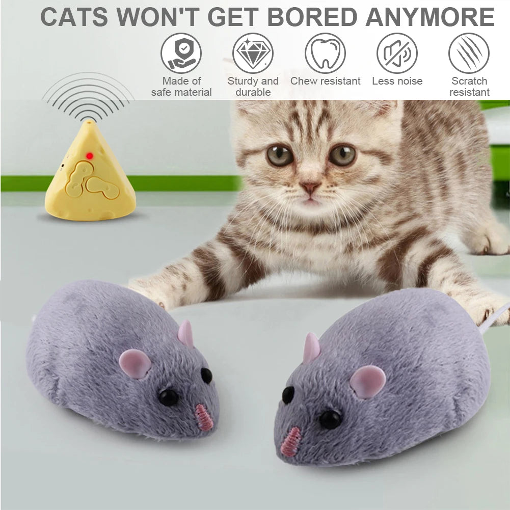 Remote-Controlled Rats Mice Toys Battery Powered Robotic Mouse Cat Interactive Toy Cute Wireless Controlled Toy Pet Supplies