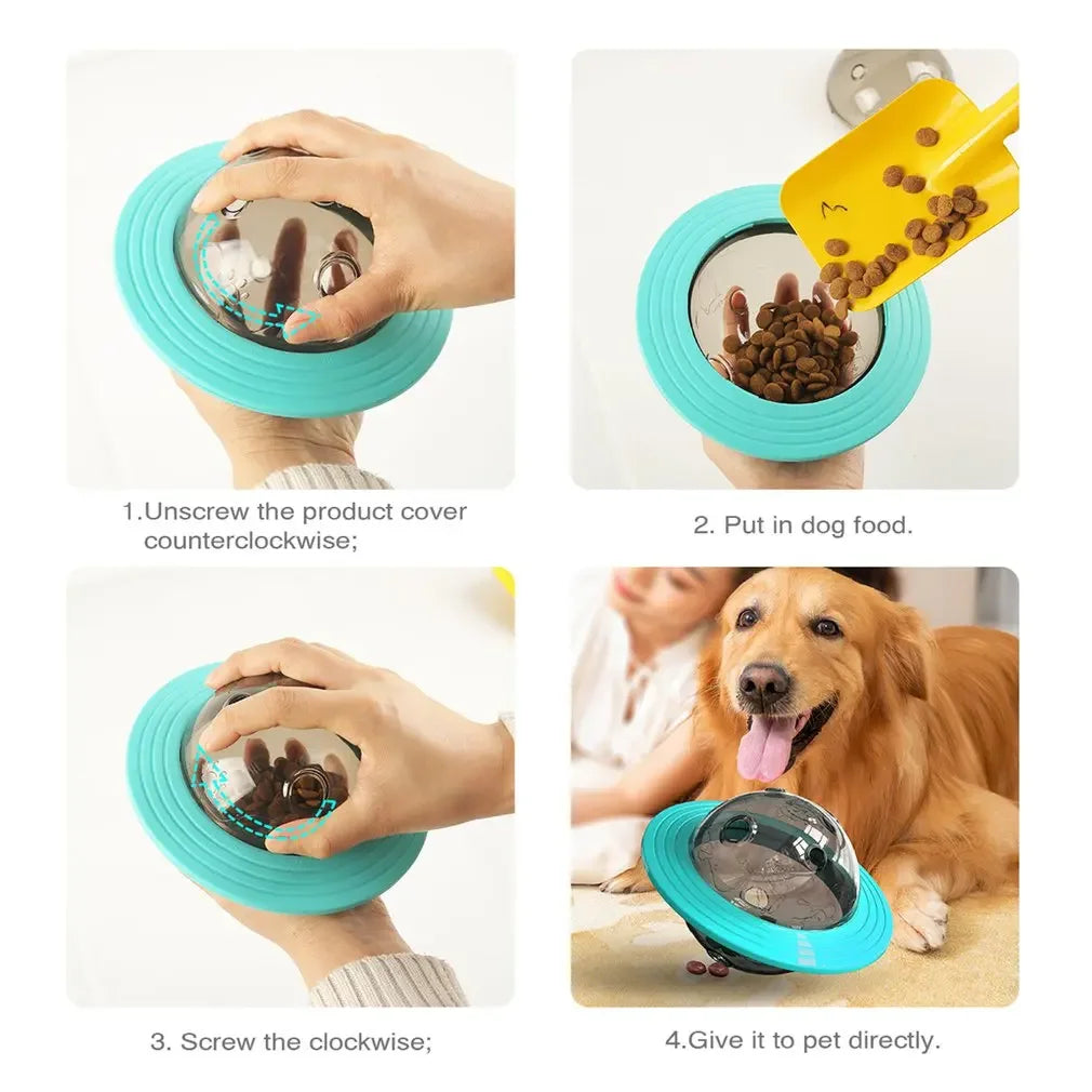 Flying Saucer Dog Game Flying Discs Toys Cat Chew Leaking Slow Food Feeder Ball Puppy IQ Training Toy Anti Choke Puzzle Dogs