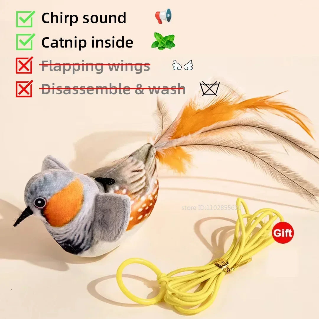 Bird-Shaped Cat Toy Interactive Toys Rechargeable Chirping Flapping Bird Catnip Touch Activated Squeak Plush Toy Pet