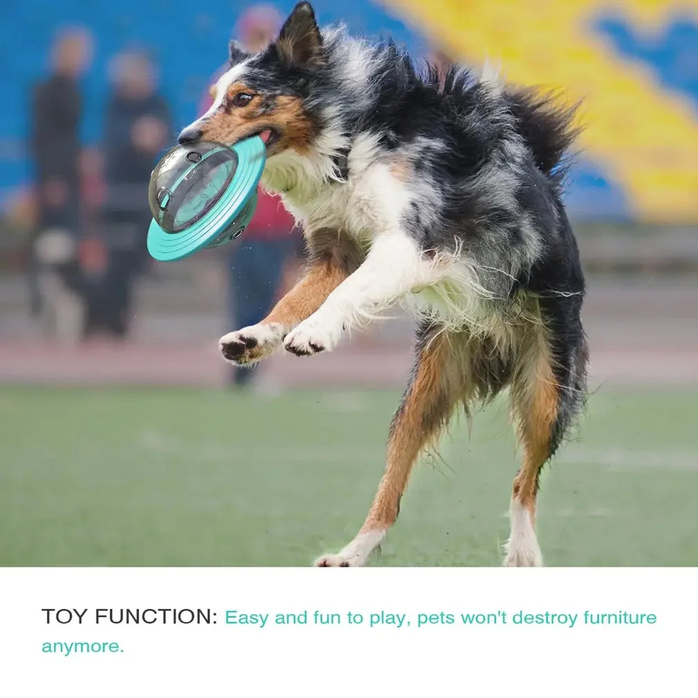 Flying Saucer Dog Game Flying Discs Toys Cat Chew Leaking Slow Food Feeder Ball Puppy IQ Training Toy Anti Choke Puzzle Dogs