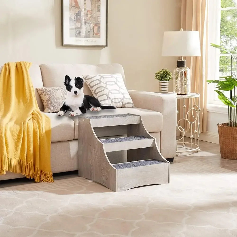 A Pet Bunk Bed with Removable Step for Dogs and Cats, MultiLevel Bed Window Perch Seat Platform with Cushion and Cat Scrat