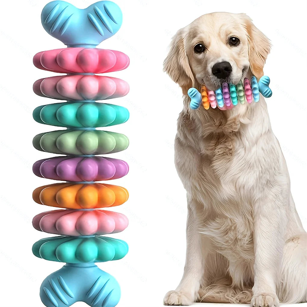 2PCS/SET Pet Toy Dog/ Cat Chew Bone with Multi-color, Durable, and Teething-resistant Design for Gnawing and Dental Care