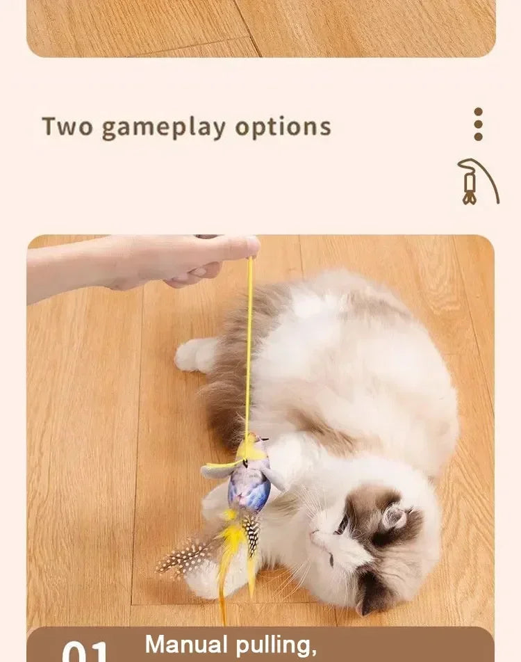 Bird-Shaped Cat Toy Interactive Toys Rechargeable Chirping Flapping Bird Catnip Touch Activated Squeak Plush Toy Pet