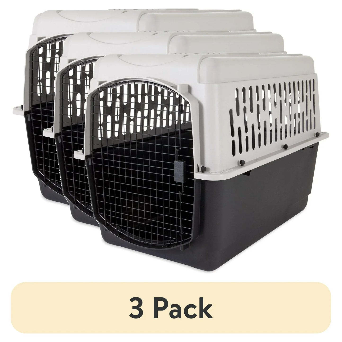 Vibrant Life Pet Kennel Large 40" Dog Crate, Plastic Travel Pet Carrier for Pets 70-90 lb, Grey