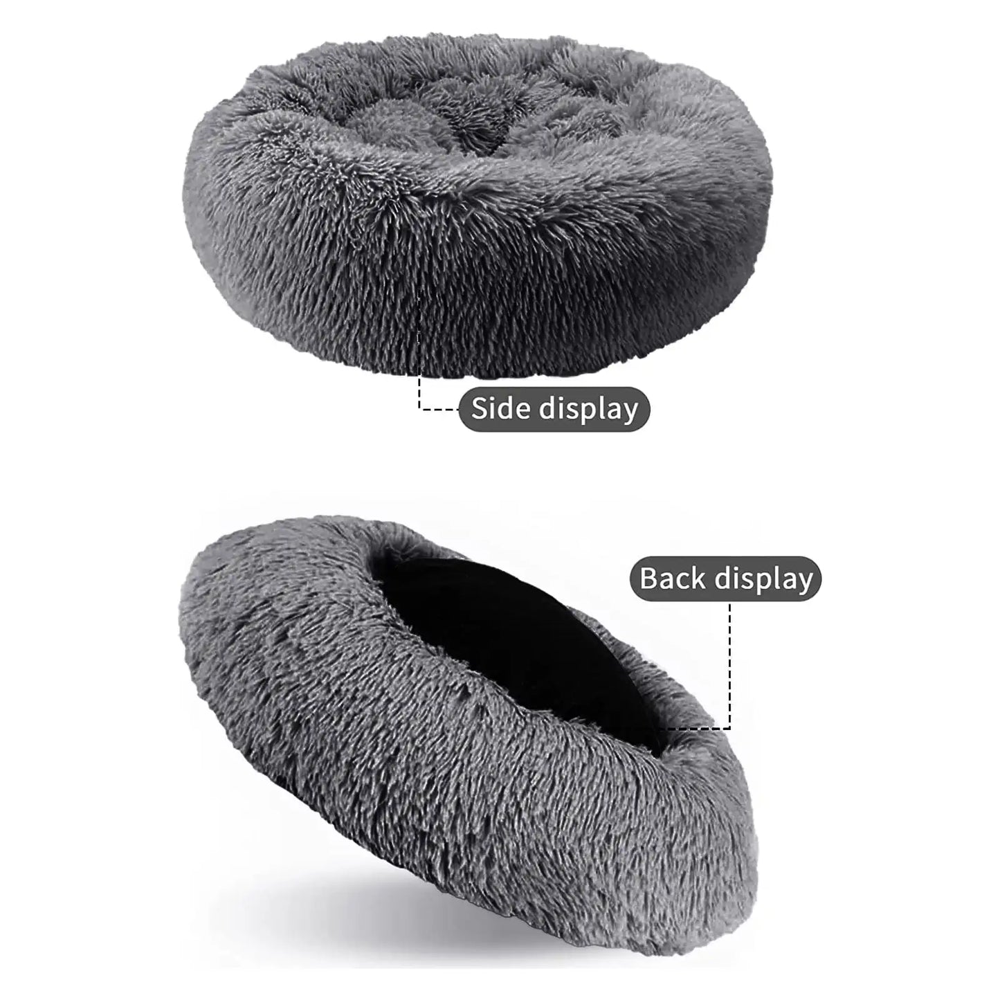 Calming Donut Dog Bed Anti-Anxiety, Self Warming, Cozy Soft Plush Round Pet Bed, Ideal for Both Home & Travel, 27"L x 27"W x 8"H