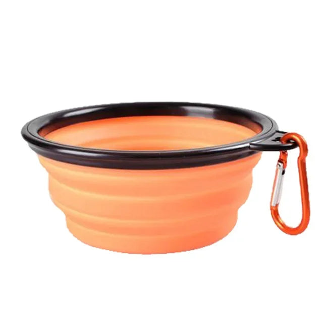 Collapsible Pet Silicone Dog Food Water Bowl Outdoor Camping Travel Portable Folding Pet Bowl Dishes with Carabiner Pet Supplies