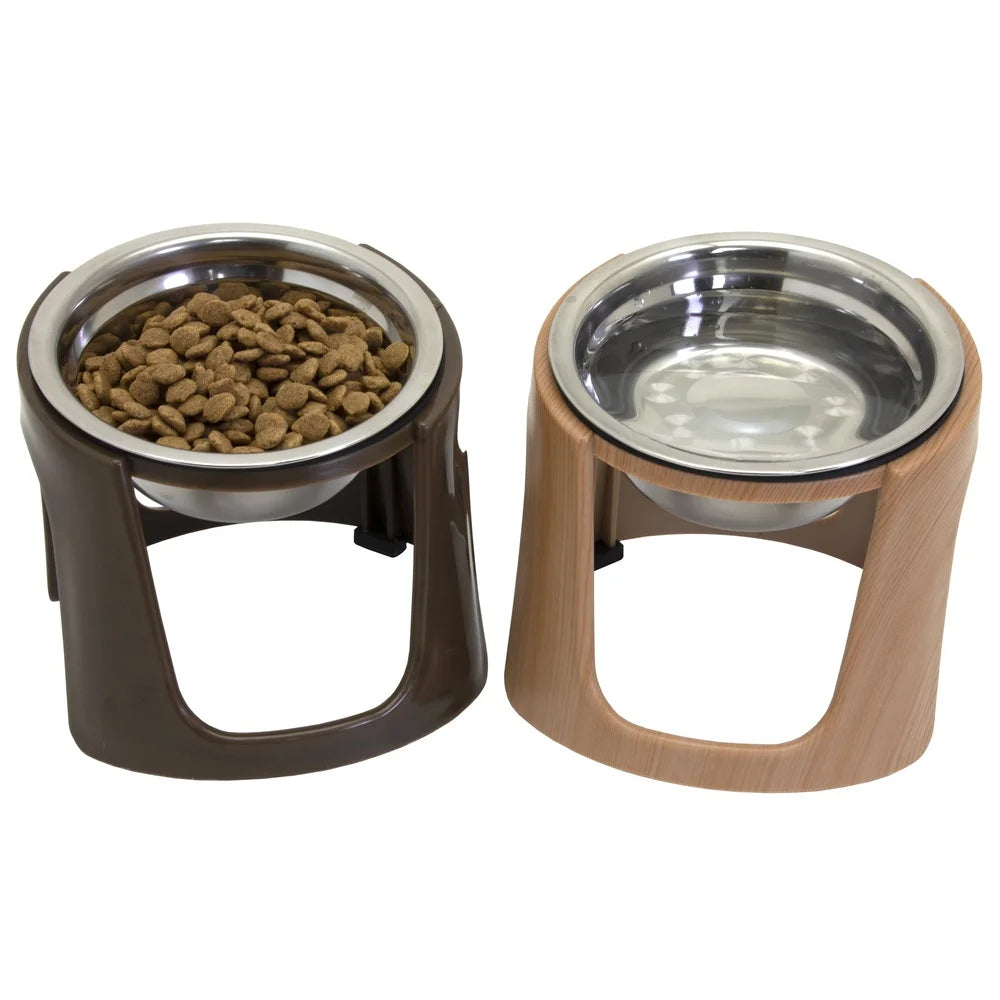 Stainless Steel Raised Cat Bowls with Stands Dishwasher Safe Elevated Feeding Dishes Cats Modern Design Easy Clean 8oz Capacity