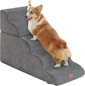 Made4Pets Dog Stairs Ramp for High Bed, 5-Step Pet Stairs for Bed Couch Sofa Climbing, 35D Foam Pet Steps for Small Dogs and Cat