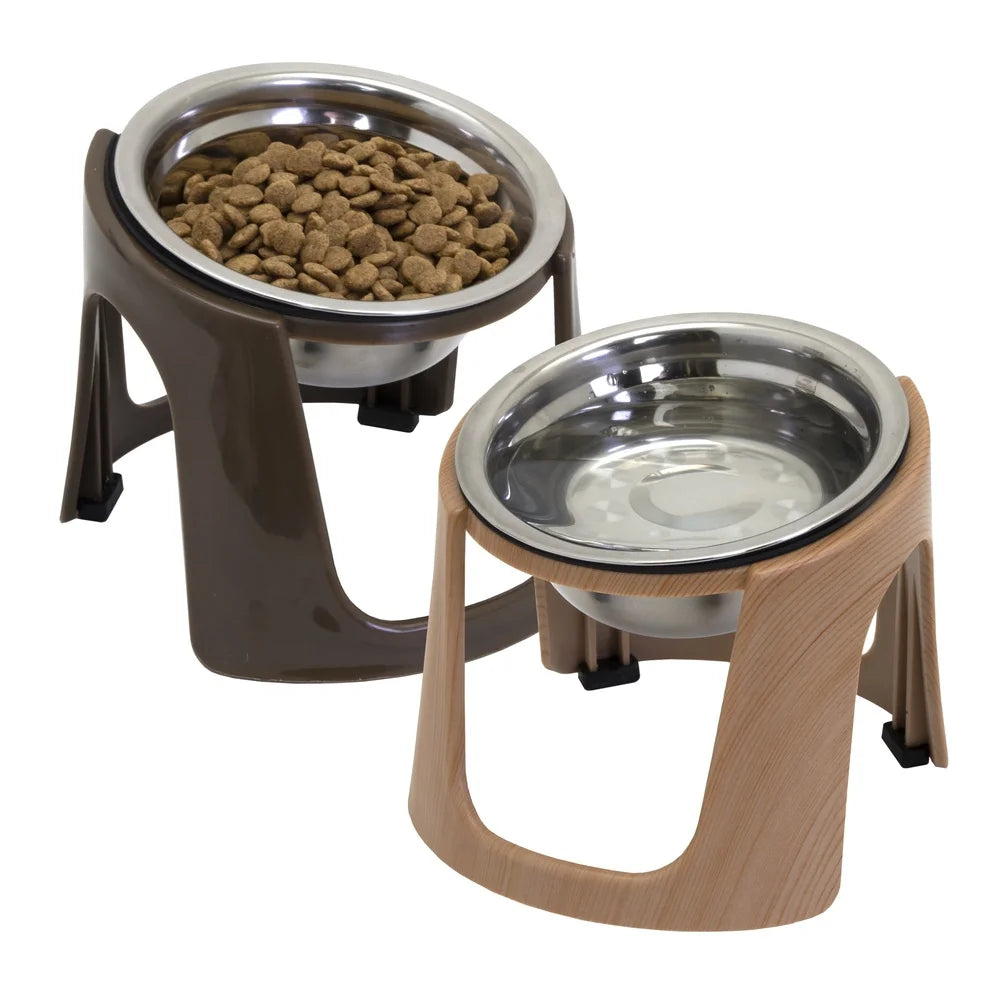 Stainless Steel Raised Cat Bowls with Stands Dishwasher Safe Elevated Feeding Dishes Cats Modern Design Easy Clean 8oz Capacity