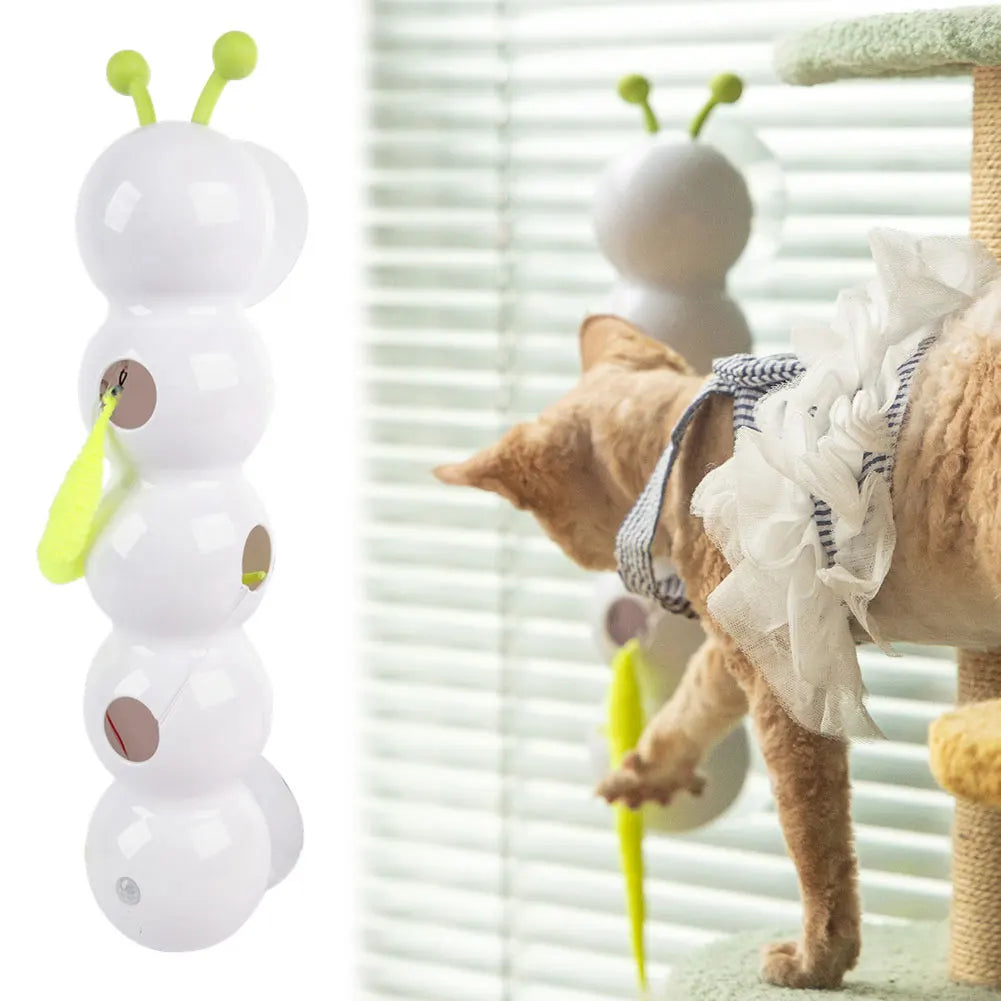 Caterpillar Teasing Cat Toy Motion Activated Kitten Toy Rechargeable Automatic Cat Toy with Tail for Bored Indoor Cats
