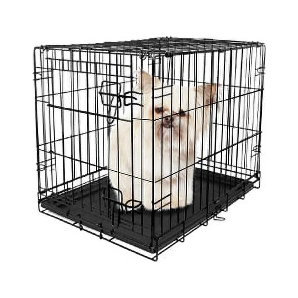 Folding Dog Crate Heavy-Duty Steel Frame Portable Kennel Small Dogs up to 15 lbs Easy Assembly Ventilated Design