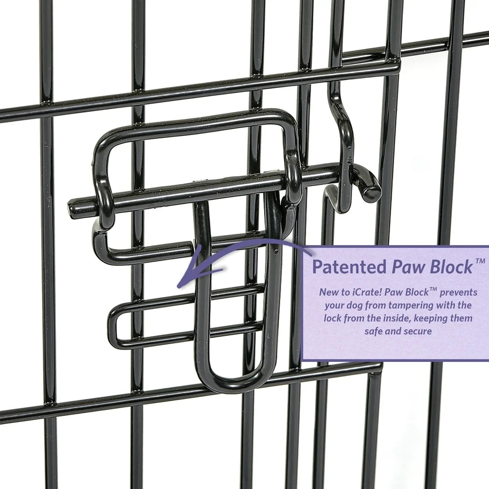 Enhanced Metal Dog Crate Folding Puppy Cage Safe Secure Locking Door with Divider Leak Proof Pan Portable Medium Dogs