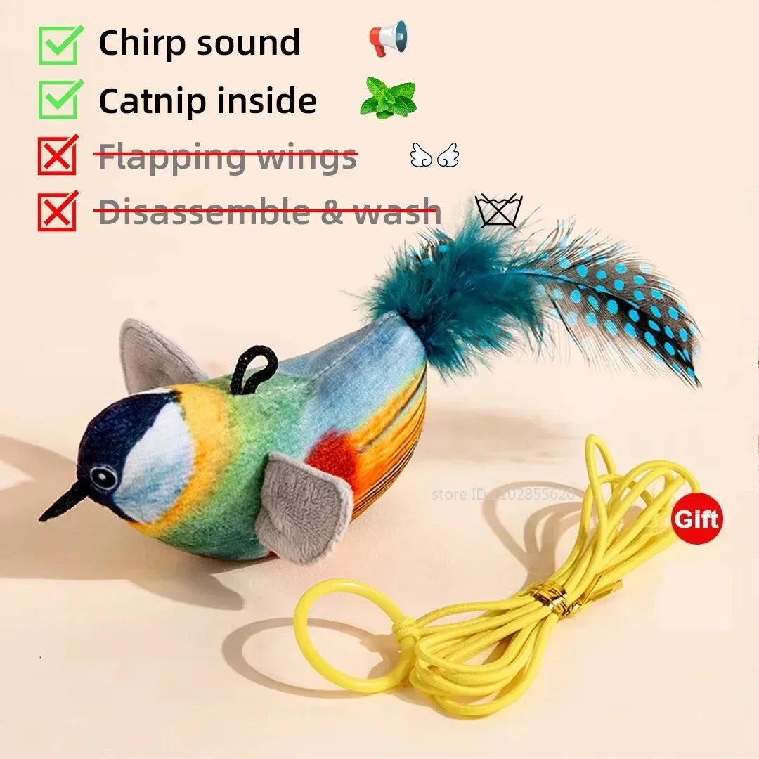 Bird-Shaped Cat Toy Interactive Toys Rechargeable Chirping Flapping Bird Catnip Touch Activated Squeak Plush Toy Pet