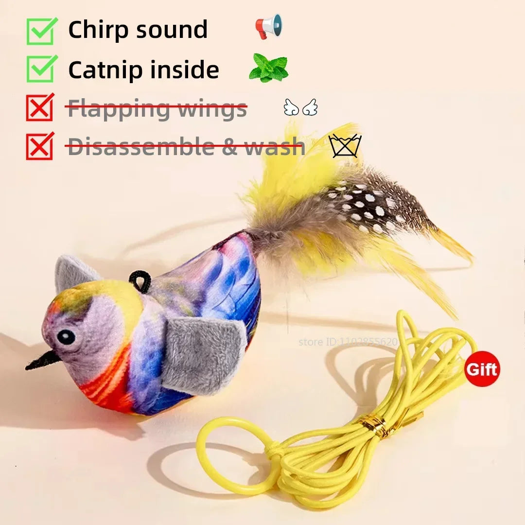 Bird-Shaped Cat Toy Interactive Toys Rechargeable Chirping Flapping Bird Catnip Touch Activated Squeak Plush Toy Pet