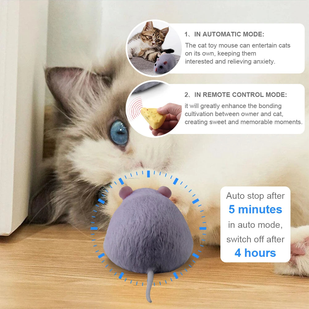 Remote-Controlled Rats Mice Toys Battery Powered Robotic Mouse Cat Interactive Toy Cute Wireless Controlled Toy Pet Supplies