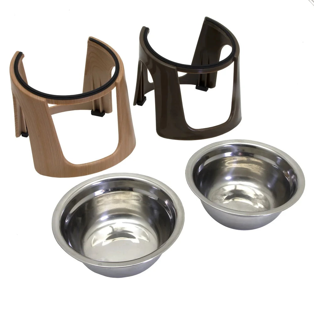 Stainless Steel Raised Cat Bowls with Stands Dishwasher Safe Elevated Feeding Dishes Cats Modern Design Easy Clean 8oz Capacity