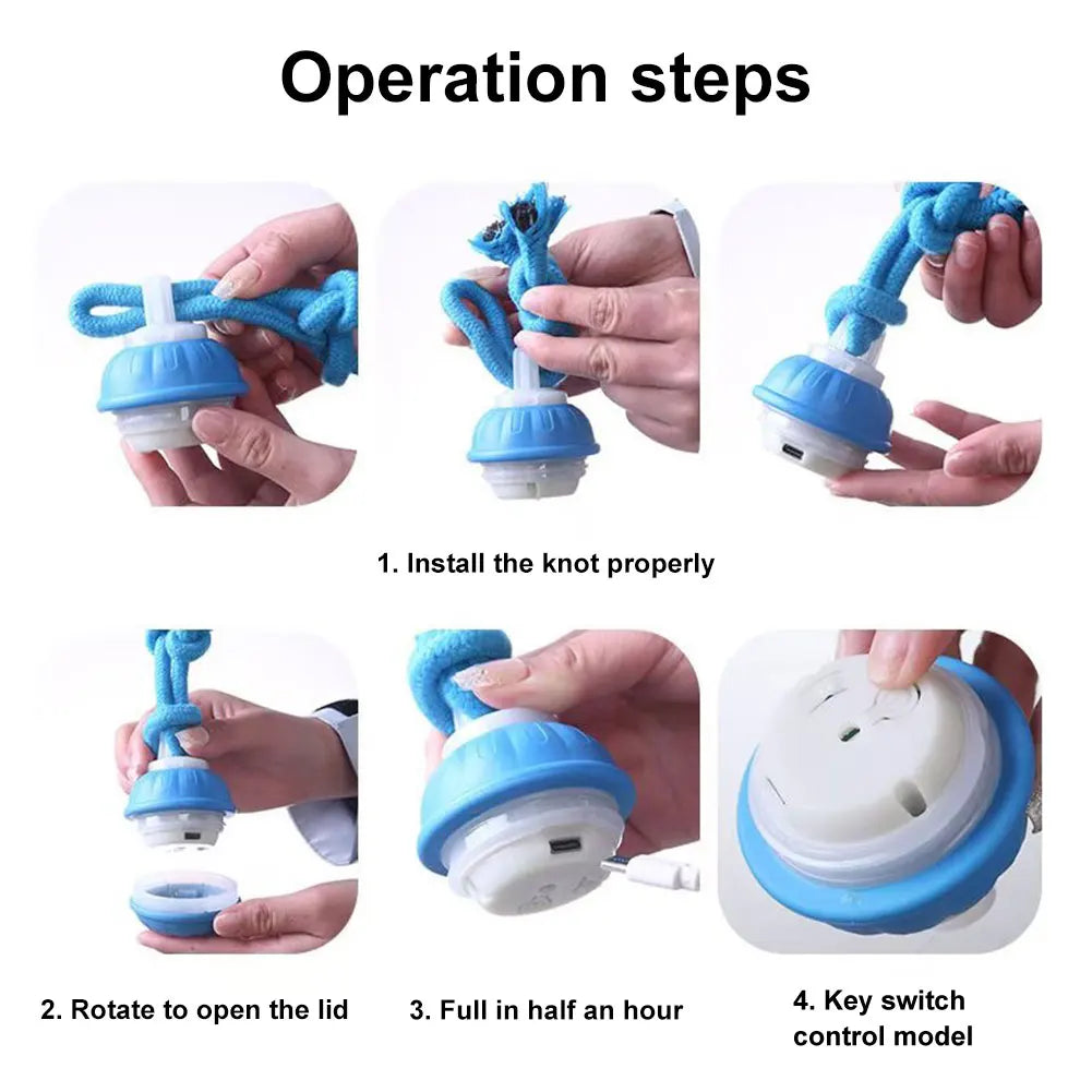 Interactive Dog Toys USB Rechargeable Squeaky Dog Toy with Rope Automatic Dog Ball for Medium Small Dogs Puppy