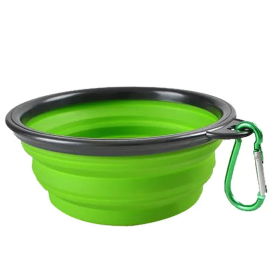 Collapsible Pet Silicone Dog Food Water Bowl Outdoor Camping Travel Portable Folding Pet Bowl Dishes with Carabiner Pet Supplies