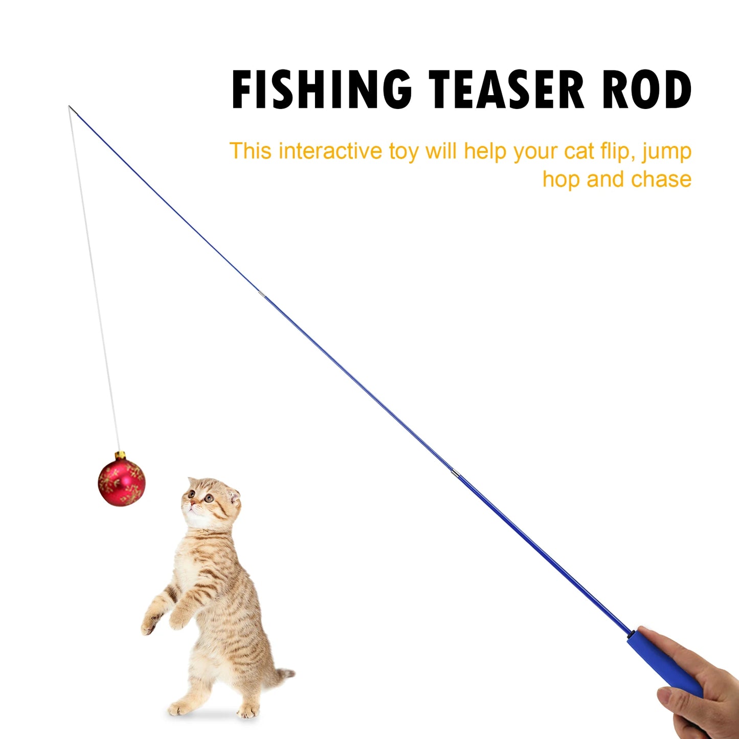 Cat Teaser Wands Three-section Telescopic Funny Catcher Teaser Stick Rod Replacement Multi-function for Indoor Games Or Exercise