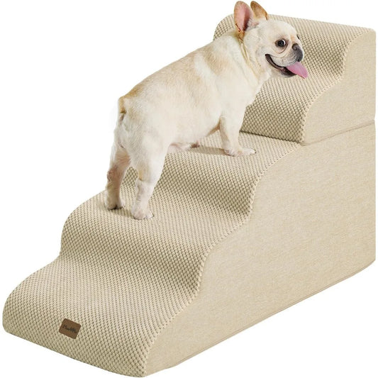 Made4Pets Dog Stairs Ramp for High Bed, 5-Step Pet Stairs for Bed Couch Sofa Climbing, 35D Foam Pet Steps for Small Dogs and Cat