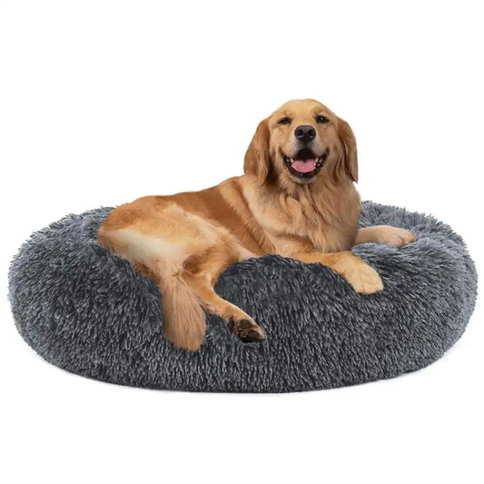Calming Donut Dog Bed Anti-Anxiety, Self Warming, Cozy Soft Plush Round Pet Bed, Ideal for Both Home & Travel, 27"L x 27"W x 8"H
