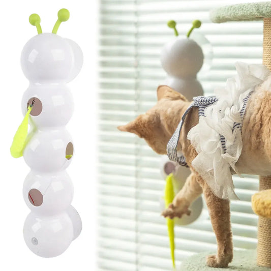Caterpillar Teasing Cat Toy Motion Activated Kitten Toy Rechargeable Automatic Cat Toy with Tail for Bored Indoor Cats