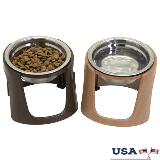Stainless Steel Raised Cat Bowls with Stands Dishwasher Safe Elevated Feeding Dishes Cats Modern Design Easy Clean 8oz Capacity