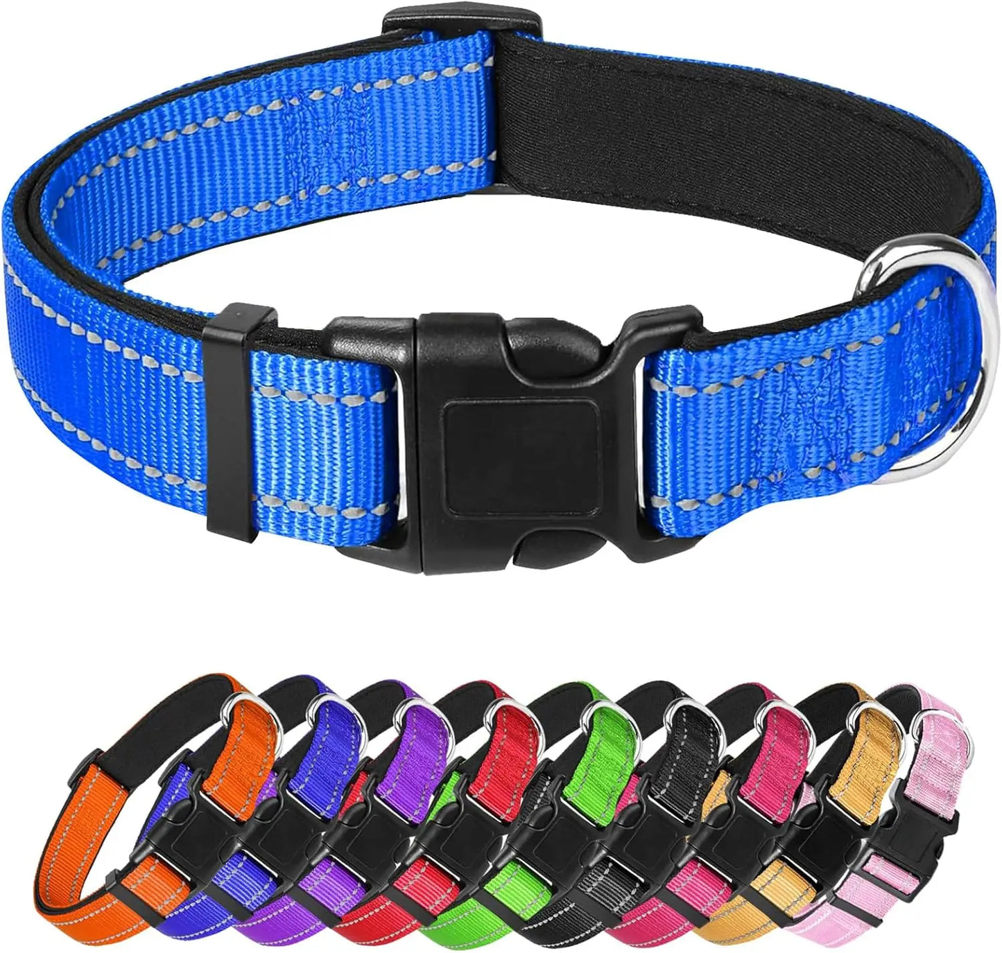 Purple Dog Collar, Reflective Pet Collar with Buckle Adjustable Safety Nylon Collars for Small Medium Large Dogs, XS
