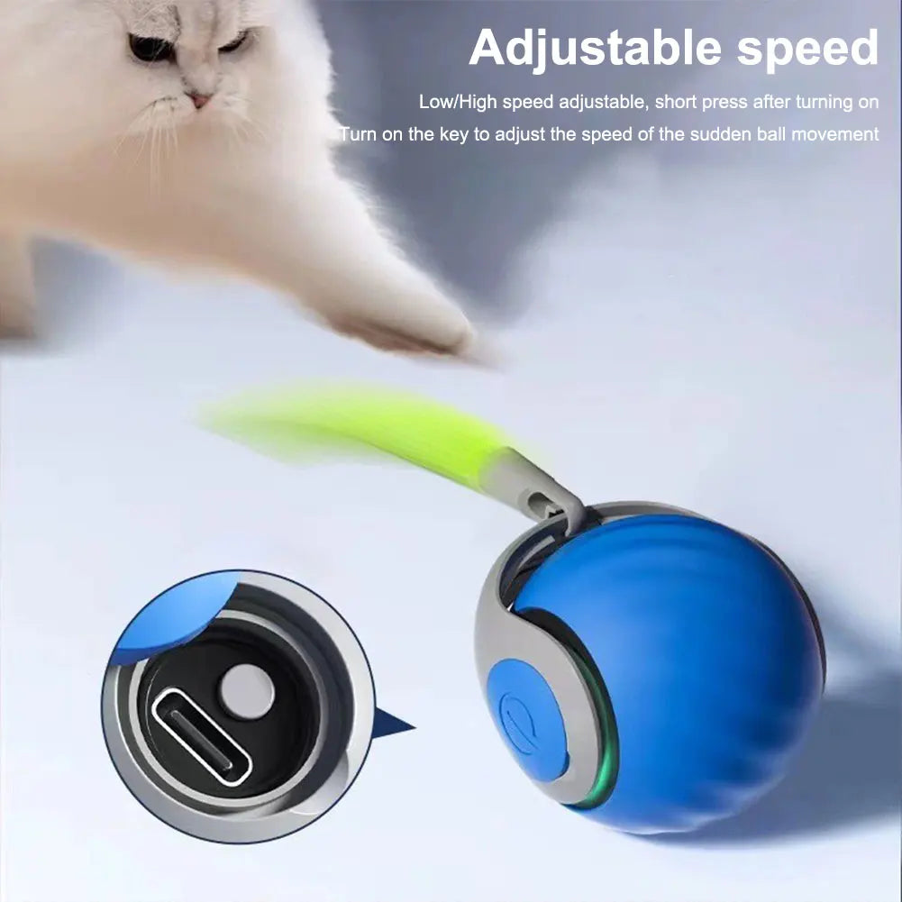 1-3PCS Cats Interactive Ball Toys with Replacement Speedy Tail Smart Cat Toy USB Rechargeable Electric Pet Toy Cat Game Accessor