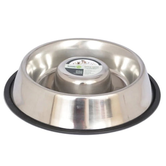 Slow Feed Stainless Steel Pet Bowl Non-Skid Design Reduces Choking Improves Digestion Dishwasher Safe Suitable Dogs