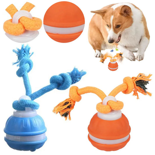 Interactive Dog Toys USB Rechargeable Squeaky Dog Toy with Rope Automatic Dog Ball for Medium Small Dogs Puppy