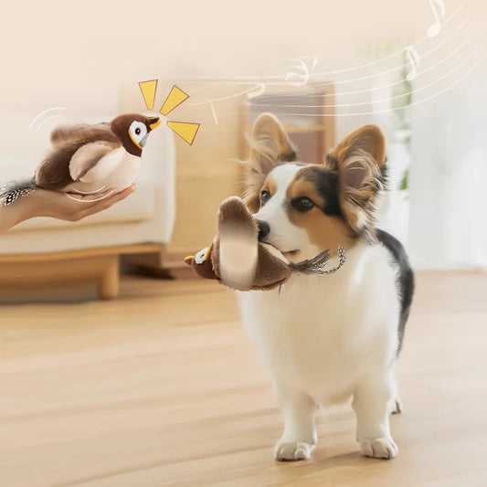 Bird-Shaped Cat Toy Interactive Toys Rechargeable Chirping Flapping Bird Catnip Touch Activated Squeak Plush Toy Pet