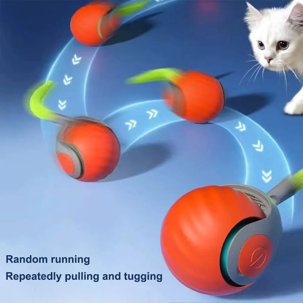 1-3PCS Cats Interactive Ball Toys with Replacement Speedy Tail Smart Cat Toy USB Rechargeable Electric Pet Toy Cat Game Accessor