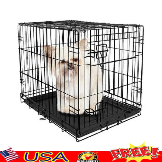 Folding Dog Crate Heavy-Duty Steel Frame Portable Kennel Small Dogs up to 15 lbs Easy Assembly Ventilated Design